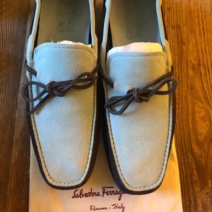 Salvatore Ferragamo Rare Lt Blue&Brown Boat Shoes